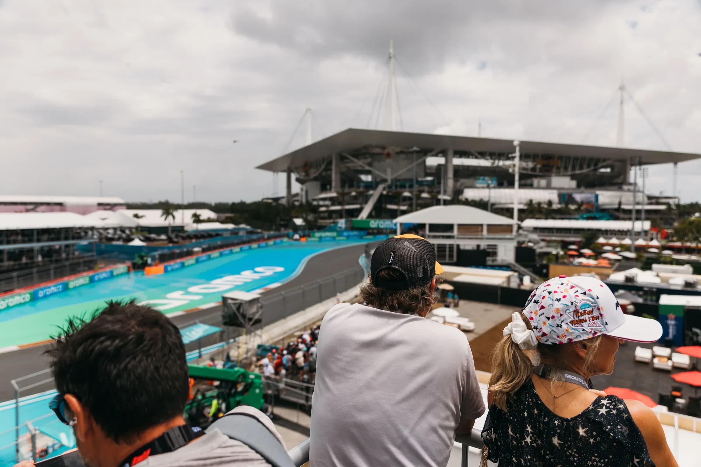 Guests watching the circuit from a hospitality deck