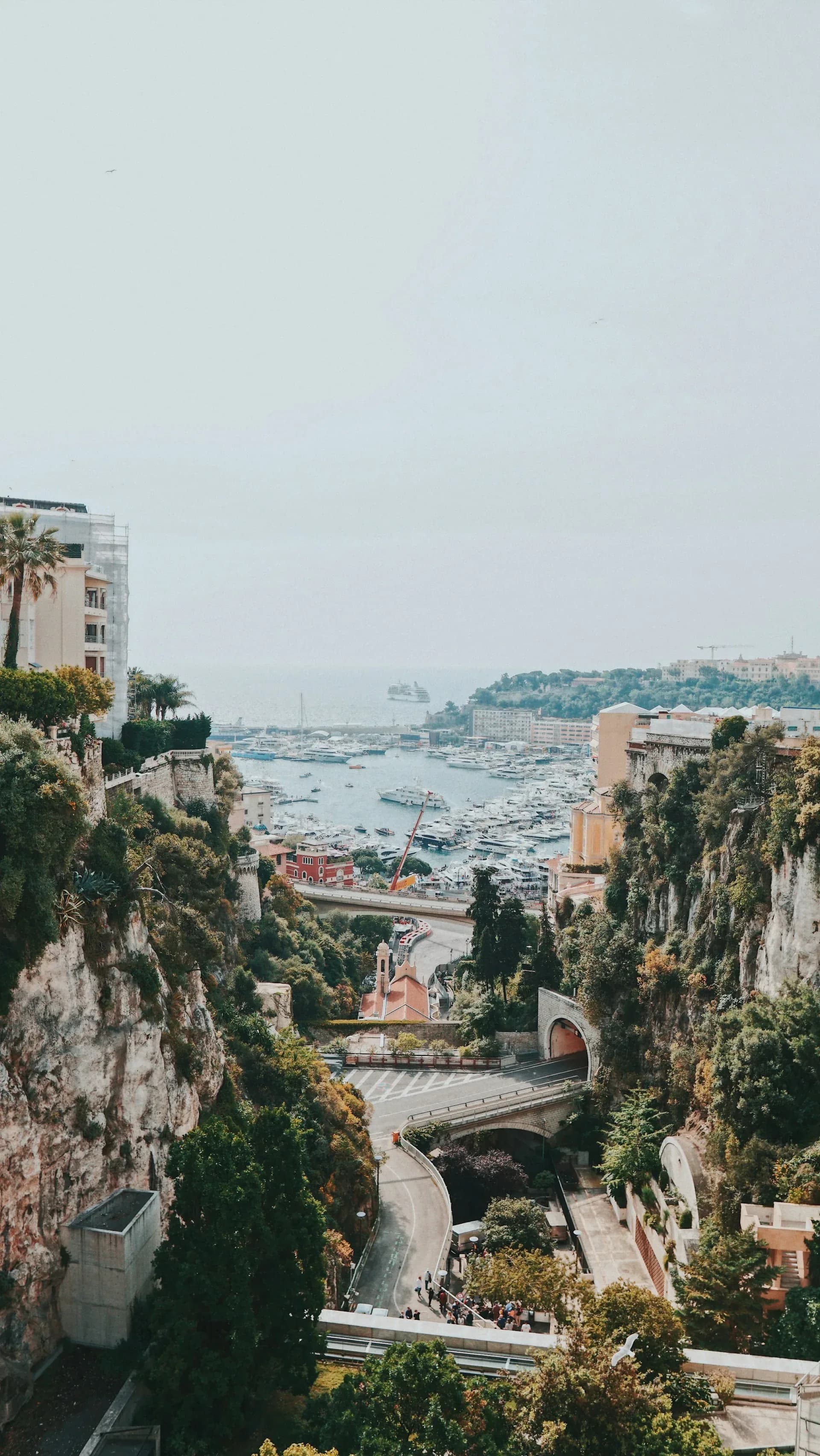 The harbour at Monaco seen from the cliffs above the port